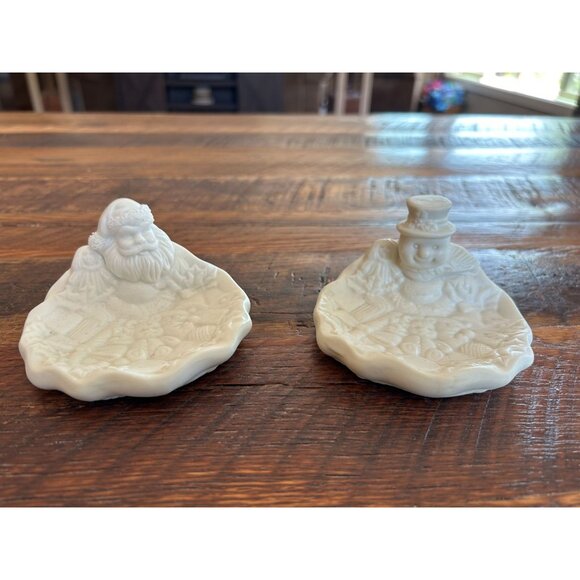 World Bazaar Santa & Snowman White Ceramic Candy/Soap Dish Set - Picture 2 of 14